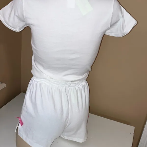 Bride Size Medium White Bride Short W/Pink Ribbons & White Baby Tee W/Pink Bow - Image 7