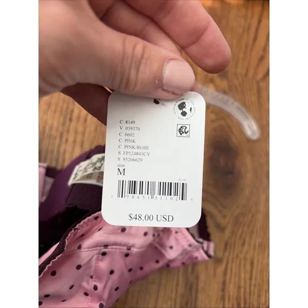 Free People Viva La Longline Underwire Balconette Bra Med Pink Polka Dot New - Image 6