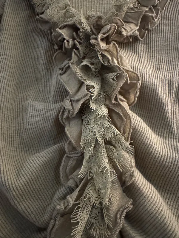 Anthropologie Ruffled and Laced Cardigan Top Sage Green Small - Image 8