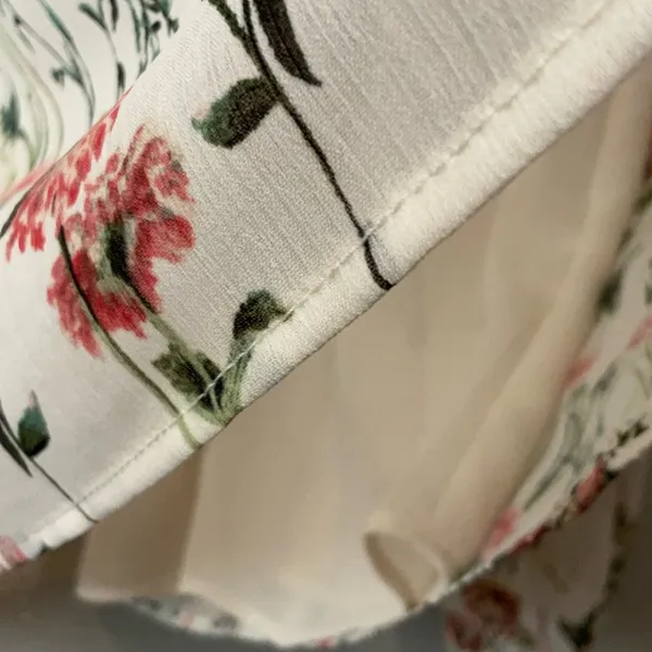 Rose & Olive Floral V-Neck Blouse - Cream and Pink - Image 9