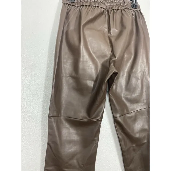 Anthropologie Ankle Pants Brown Faux Leather Drawstring Pockets Women's XS - Image 7