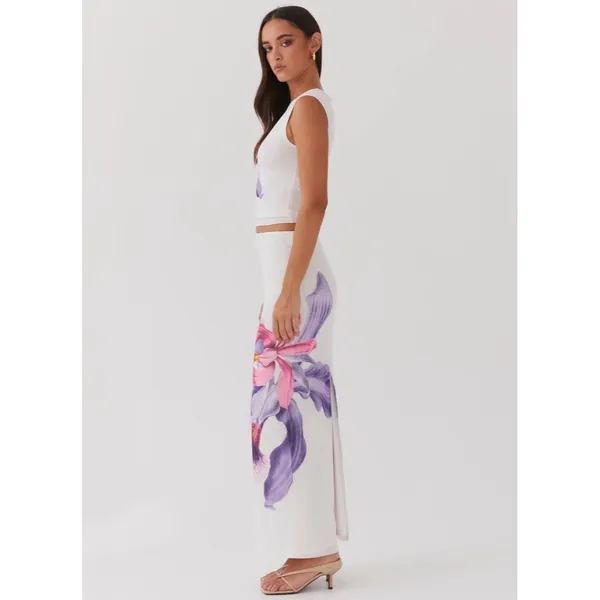 Peppermayo Waiting For Dawn White Floral Mesh Maxi Skirt Size 2 - Image 2