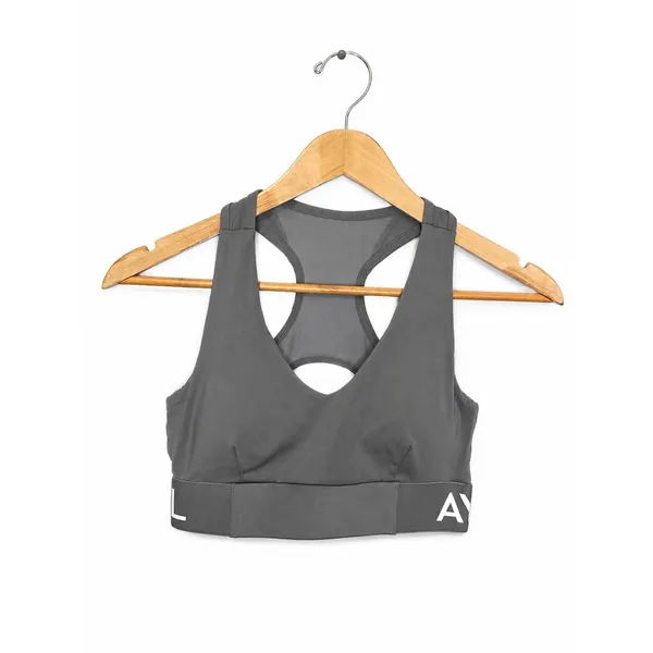 AYBL Balance V Neck Sports Bra Gray Racerback Medium M Athletic Gym Training - Image 2