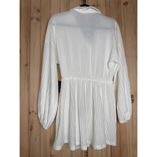 NWT Lulus Oasis Awaits White Ribbed Button-Up Mini Swim Cover-Up Size S **FLAW - Image 6