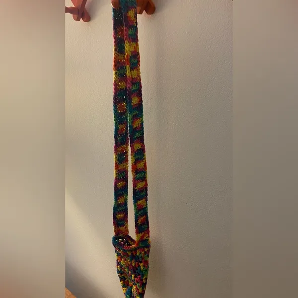Handmade Rainbow Crochet Water Bottle Holder/Purse - Image 3