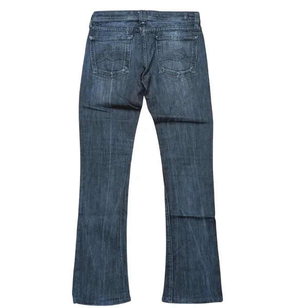 7 For All Mankind 27 Rocker Slim Boot Leg Bootcut‎ Jeans Dark Faded Wash Denim - Image 2