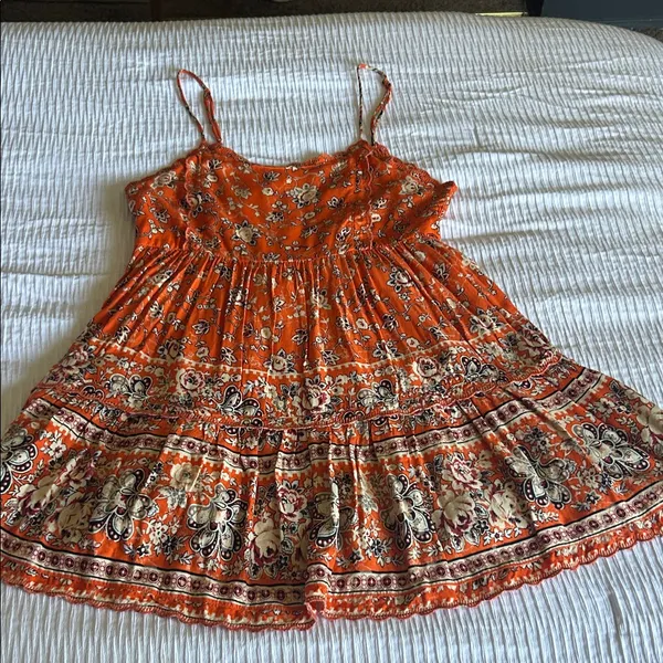 Urban Outfitters Orange Floral Mini Dress - Image 4
