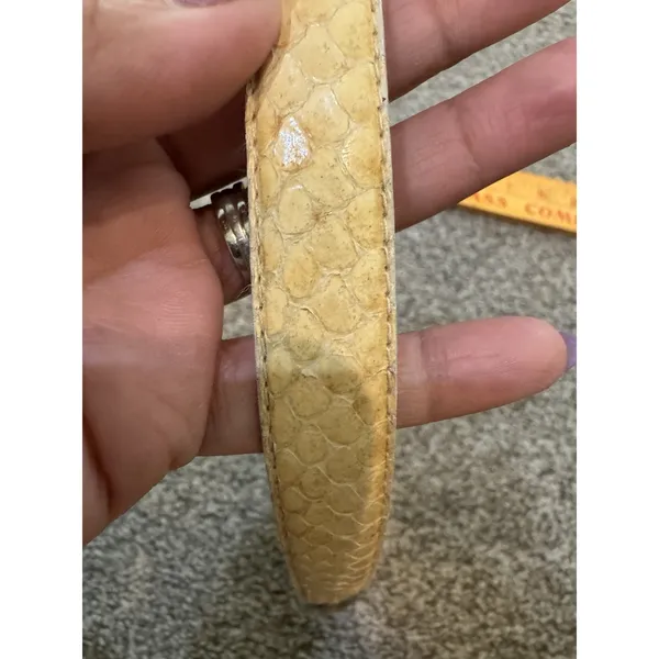 Dame Genuine Snakeskin Women's Yellow Belt Deco Gold Silver Hook Buckle‎ - Image 8