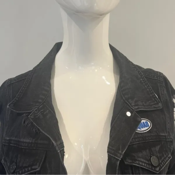 Cello Patch & Frayed Black Denim Jacket - Image 4