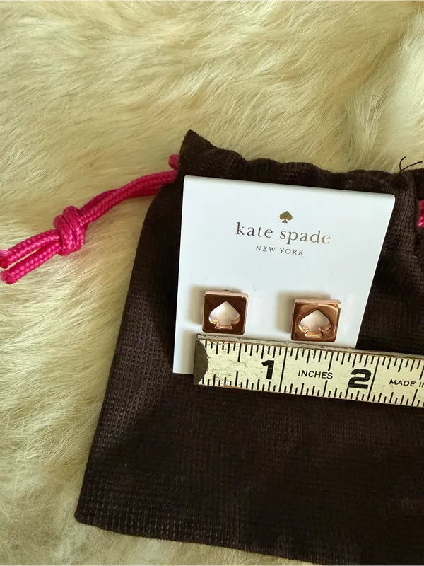 Kate Spade Rosegold Hole Punch Spade Pierced Earrings - Image 6