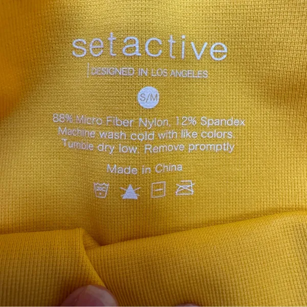 SET Active Yellow‎ Seamless Leggings SM High Rise Ribbed Gym Workout - Image 4