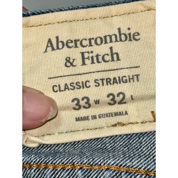 Abercrombie & Fitch Classic Straight 100% Cotton Blue Denim Jeans Size 33W x 32L - Image 3