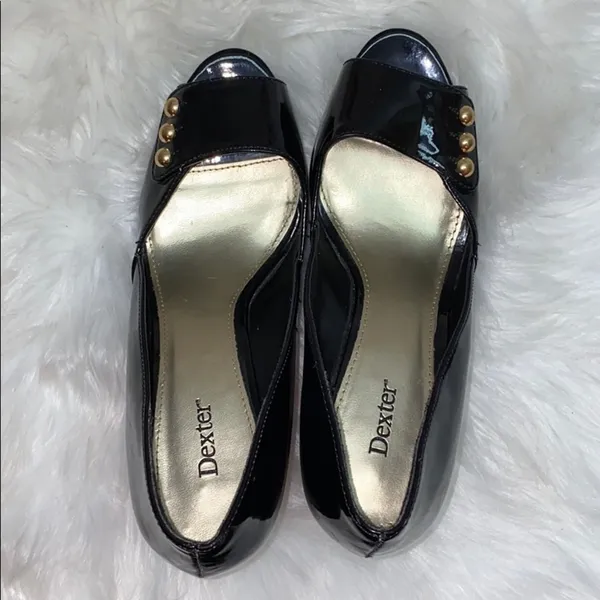 Dexter Patten Black Heels with Gold Buttons 8 - Image 4