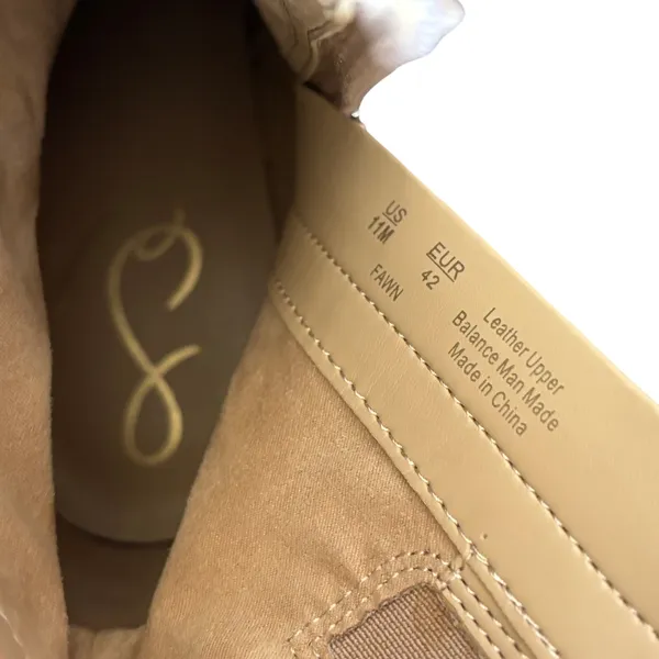 Sam Edelman Fawn Square Toe High Heel Booties Sz 11 Warm‎ Oat Suede Chic - Image 7