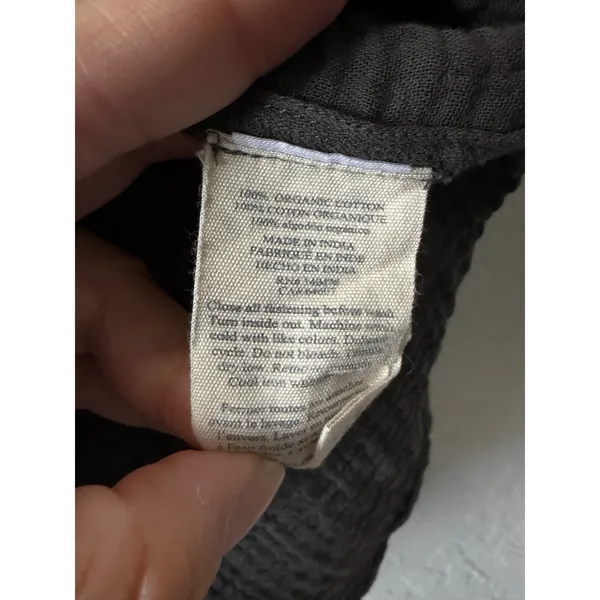 Faherty Women's Dark Gray Gauze Top Organic Cotton Sz XL Boho Lagenlook - Image 5
