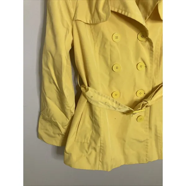 FOG by London Fog Trench Coat Double Breasted Yellow Rain Jacket Women's M - Image 3