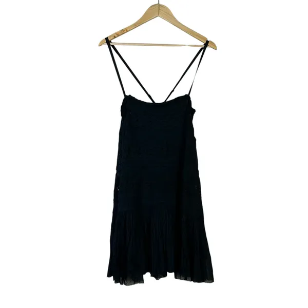 NWT Free People Shailee Dress Womens M Black Eyelet Ruffle Tiered Cottagecore - Image 2