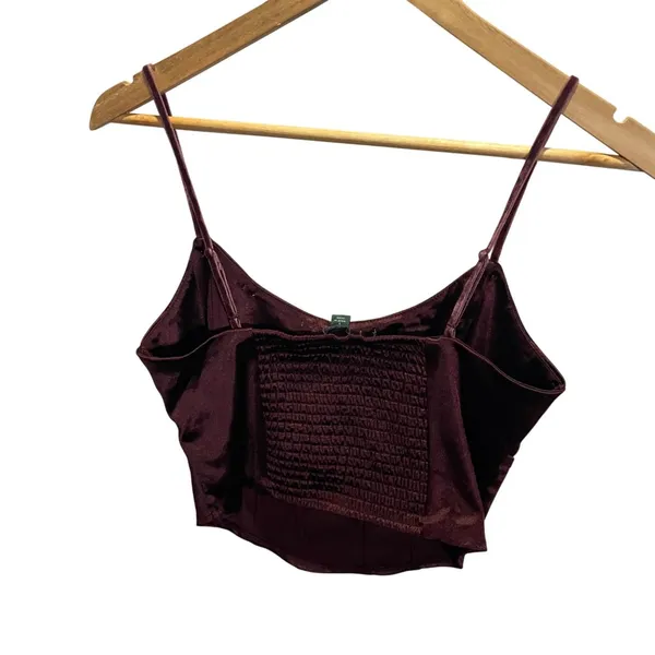 Wild Fable Burgundy Sleeveless Smocked Back Crop Top‎ Size S Fairy Y2K - Image 5