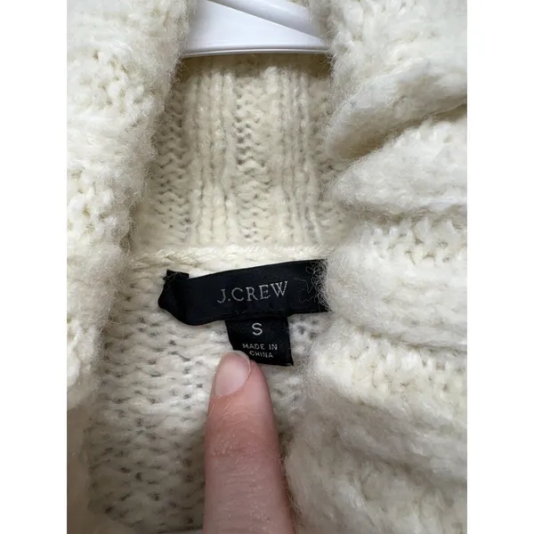 J.Crew Swingy Alpaca-blend Turtleneck Sweater Chunky Knit Cream Size S Merino - Image 2