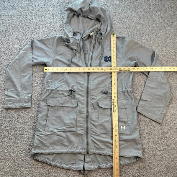 Under Armour Notre Dame Fighting Irish Womens Anorak Jacket Parka Gray Storm1 - Image 3