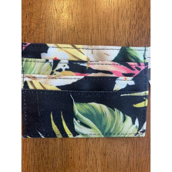 Rip Curl Tropical‎ Floral Card Holder Wallet Black Hawaiian Print Mini Wallet - Image 2