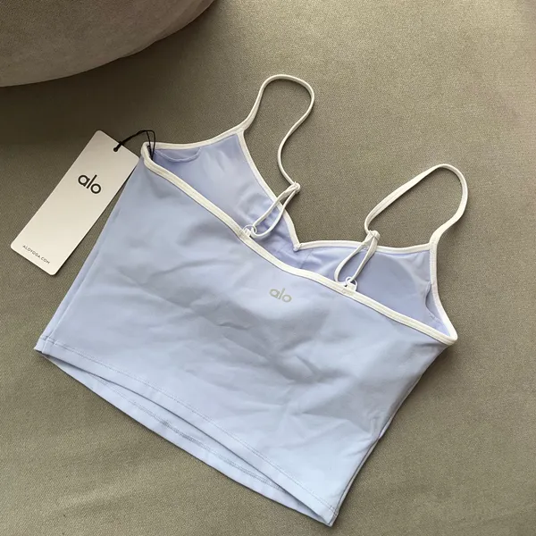 Alo Yoga Airbrush Refined Bra Tank Light Provence Blue/White S - Image 4