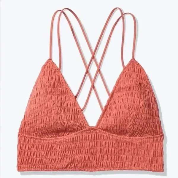 🆕Pink Smocked Triangle Coral Bralette L🆕 - Image 3