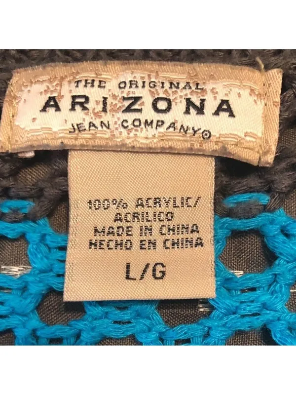 Y2K Arizona Jean Co. Knit Top Size L Gray & Blue Striped - Image 4