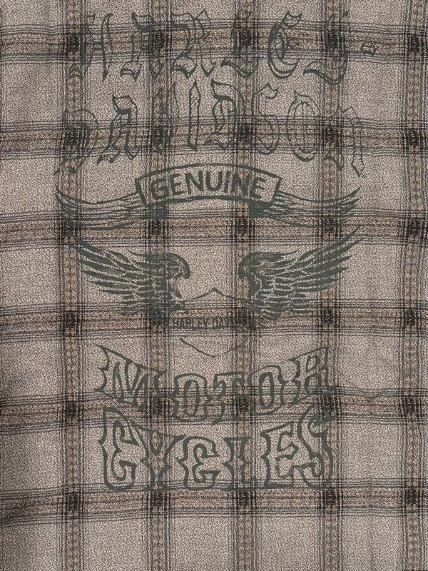 Harley Davidson Genuine Motorclothes Plaid Graphic Button Up Shirt Small - Image 6