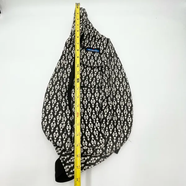 Kavu Rope Crossbody Bag Cotton Canvas Black White Geometric Aztec Travel Pack - Image 8
