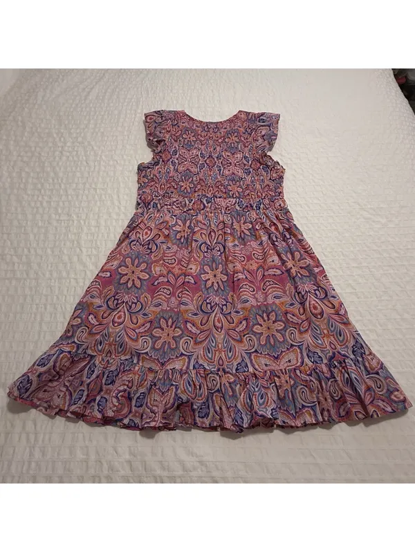 Anthropologie Peregrine Boho Floral Paisley Mini Dress S Small Pink Multi Color - Image 9