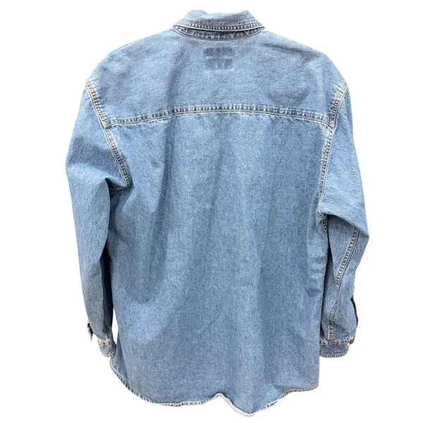 Lee Denim Collection Mens Long Sleeve Button Up Shirt Snowman Patch Blue Size M‎ - Image 6