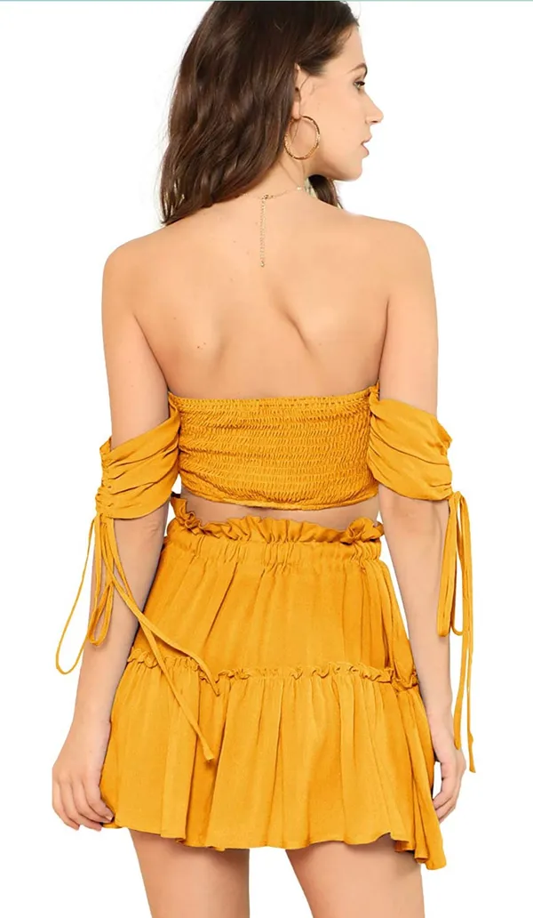 Floerns Off The Shoulder Crop Top Skirt Set - Image 2