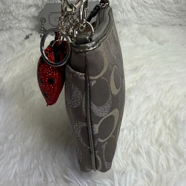 COACH y2k Gray Silver Signature Canvas Mini Purse Wristlet - Image 6