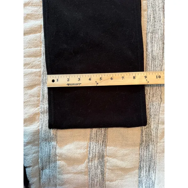 Solid Black Knit Scarf with Fringe Trim Soft Winter Wrap Accessory 62" Long - Image 3
