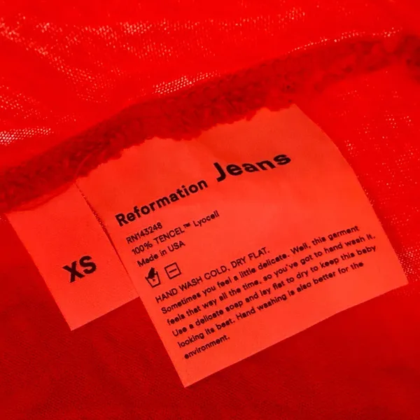 Reformation Jeans Womens‎ XS Red Tencel Lyocell Cropped Boxy T-Shirt Made in USA - Image 5