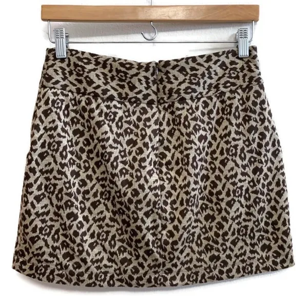 Grass Collection Leopard Jacquard Knit Mini Skirt Medium Pockets Stretch - Image 6