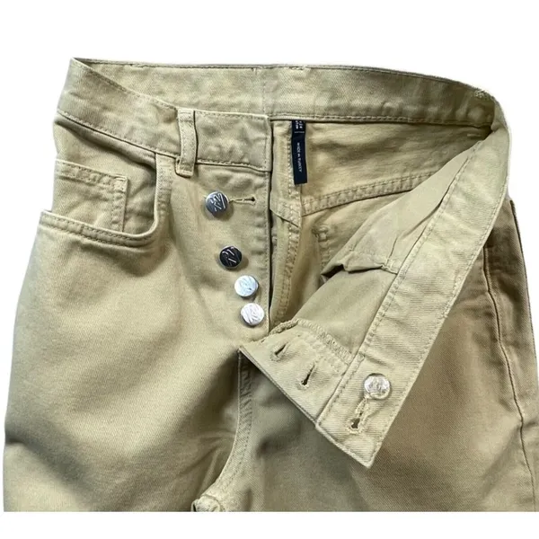 Reclaimed Vintage Cross Over‎ Button Fly Dad Jeans Womens 24 Stone Tan High Rise - Image 5