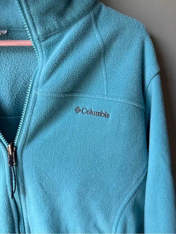 Columbia Aqua Blue Full Zip Fleece Jacket Women’s XL Soft Outdoor Cozy - Image 2