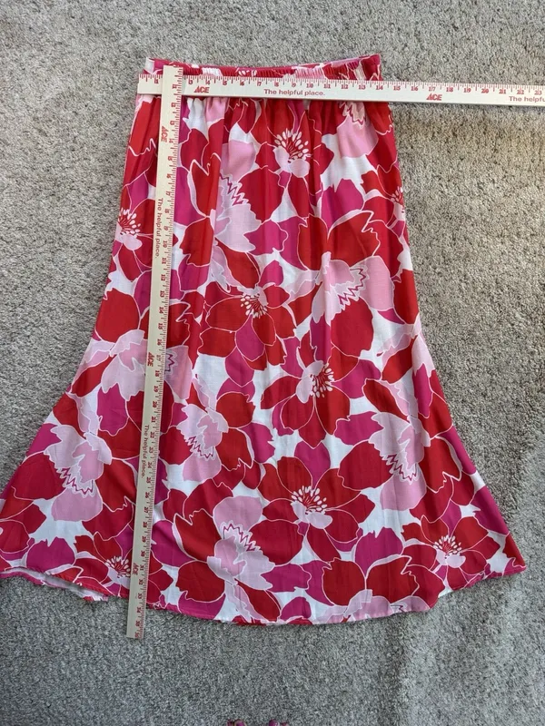 Petal + Pup Pink Red Floral Side Slit Midi Skirt Womens Medium Boho High Waist - Image 4