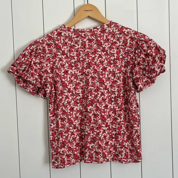 Zara Pink Floral Puff Sleeve Top - Image 3