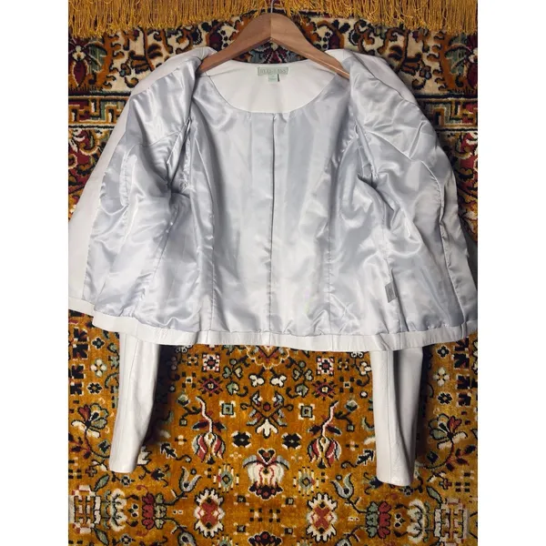 RYEGRASS Genuine Leather Cropped Jacket Puff Shoulder sz M Nimbus Cloud - Image 7