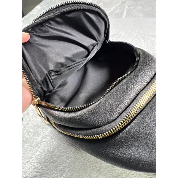 Black Monogram G Mini Backpack Sling Bag Hidden Zipper Compact Travel Pack Chic - Image 5