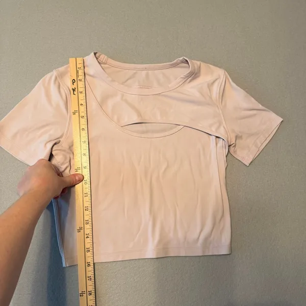 Lululemon Cut Out Front Align Short Sleeve Crop Top Pink Women Size 6 - Image 3
