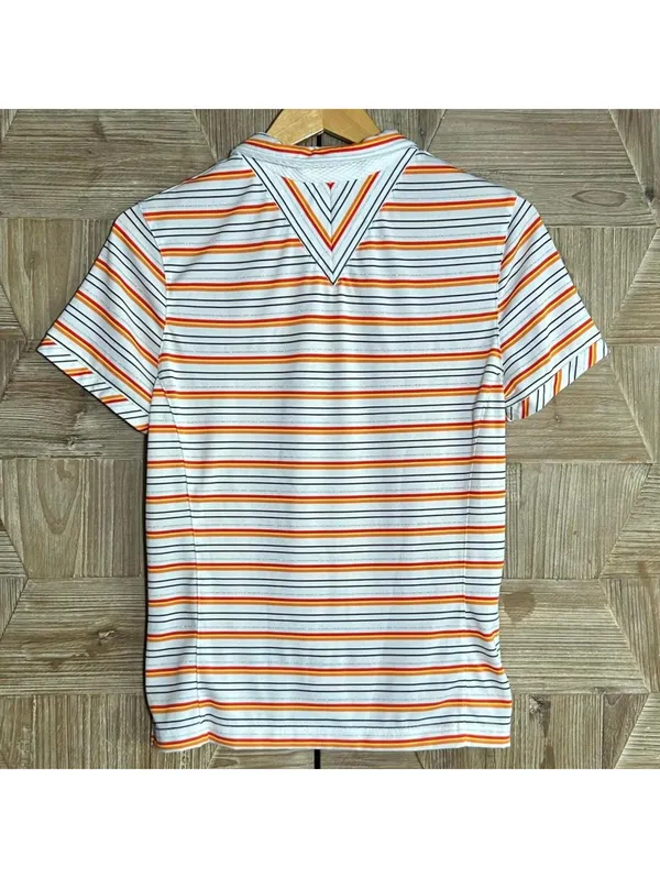 Tail Tech Striped Quarter Zip Golf Shirt Orange, Black & White Size S Athleisure - Image 3