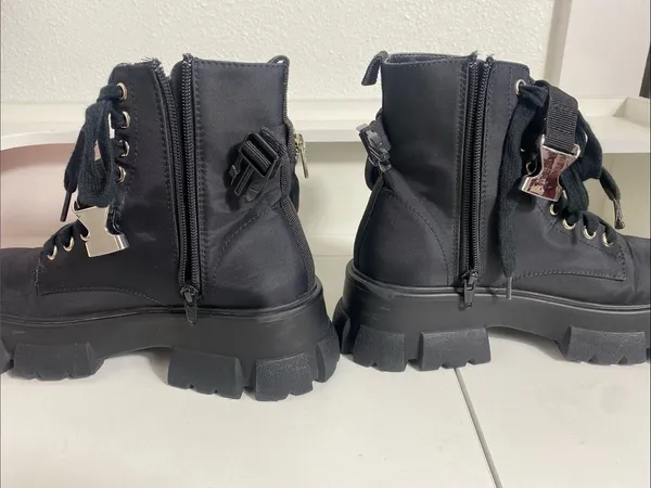Steve Madden Black Combat Moto Boots with Lace-Up Front Size 8 - Image 6