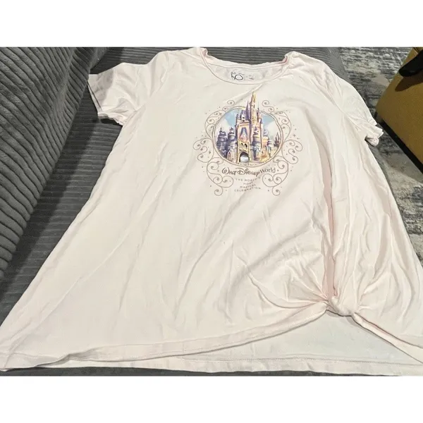 Walt Disney World Shirt Womens XLarge Pink 50th Anniversary Cinderella's Castle - Image 2
