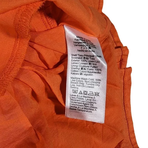 J‎ Crew Orange Linen Smocked Waist Mini Dress Size XS - Image 5