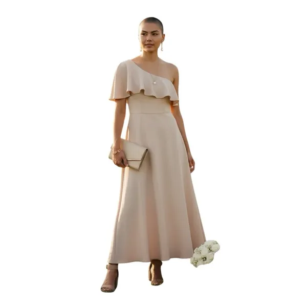 Hayley Paige Occasions One Shoulder Bridesmaid Gown Cashmere Size 22 NWT Maxi - Image 16