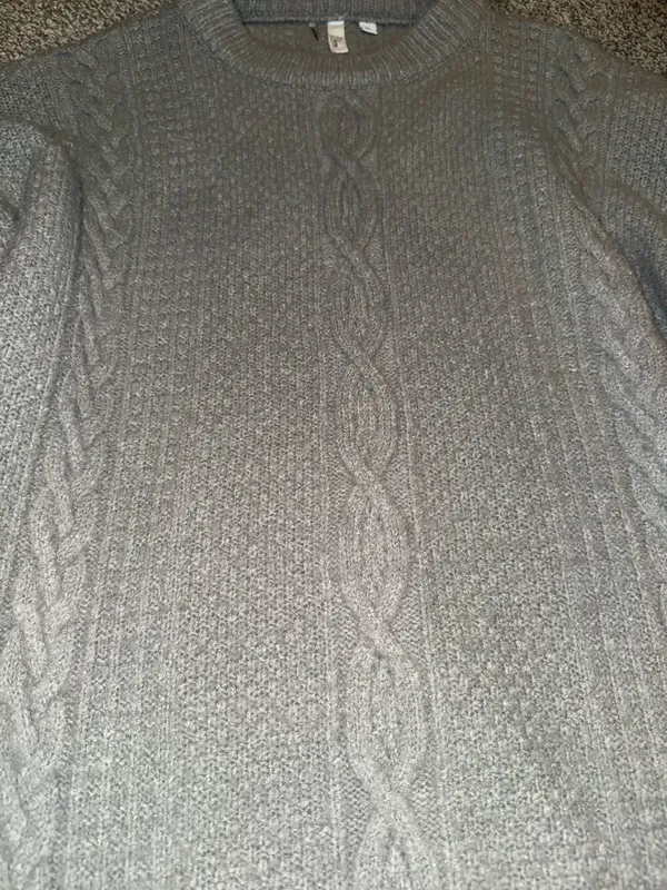 Elan Cable Knit Sweater Size XL Gray Crewneck Layered Look - Image 4
